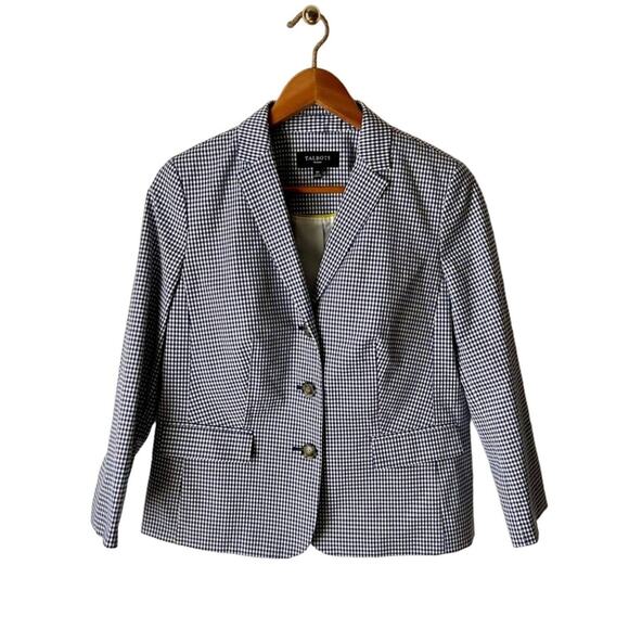 Talbots Jackets & Blazers - Talbots Navy And White Gingham Blazer Size 10P